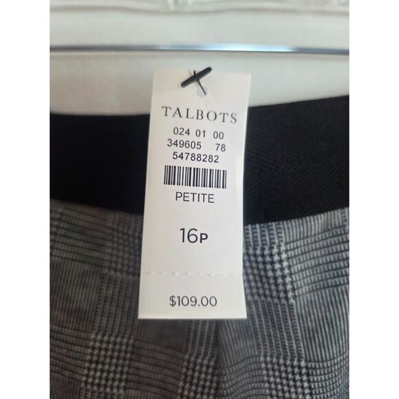 NWT Talbots "Soho" Grey Black Houndstooth Pull On Ankle Pants size 16Petite - Picture 6 of 8